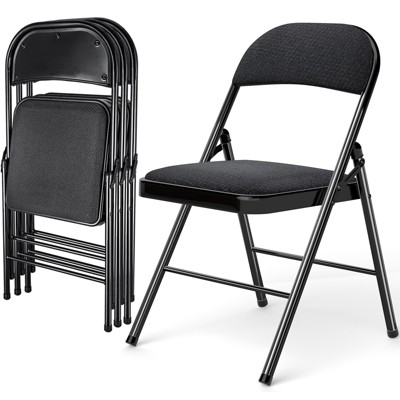 SKONYON Set of 4 Folding Chairs Fabric Cover Padded Folding Chair with Durable Steel Frame