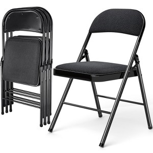 SKONYON Set of 4 Folding Chairs Fabric Cover Padded Folding Chair with Durable Steel Frame - 1 of 4