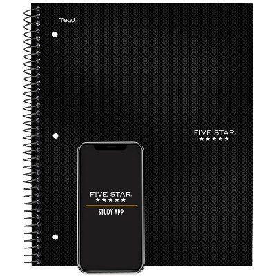 Five Star 130 sheet College Ruled 1 Subject Spiral Notebook Black