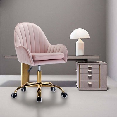 NicBex Office Chair with Wheels,Adjustable Computer Chair with Side Arms and Gold Metal Base,Swivel Velvet Desk Chair for Adult,Student