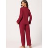 cheibear Women's Lounge Cute Cat Long Sleeve Tops with Pants Pajama Set - 3 of 4