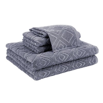 6pc LaRue Turkish Cotton Bath Towel Set Gray - Makroteks