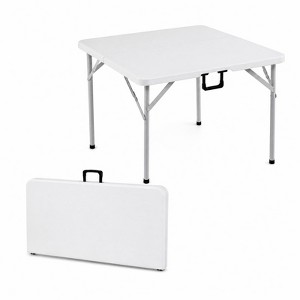 Gymax Portable Table Fold-in-Half Camping Table with Carrying