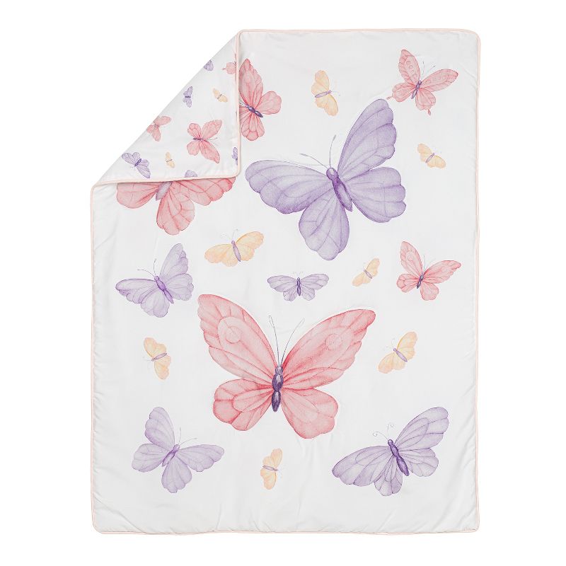 Sweet Jojo Designs Girl Baby Crib Bedding Set - Butterfly Pink and Purple 3pc, 4 of 7