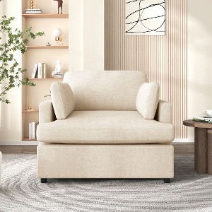 Kumasinova Oversized Lounge Accent Chair, Armrest Cushions, T-Shaped Cushion, Neutral Style Armchair for Living Room, Sofa Chair for Relaxing - 1 of 4