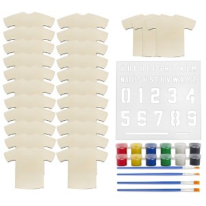 Attatoy Sports Kids’ Wooden Craft Kit Party Pack; Sport Jersey Art Painting Set w/ 25 T-Shirt Cutouts - 1 of 4