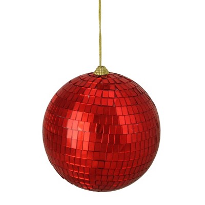 Northlight 5.5" Hot Mirrored Glass Disco Ball Christmas Ornament - Red