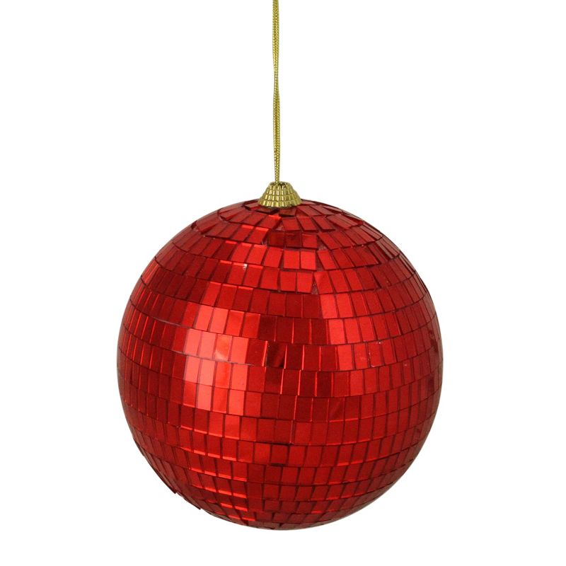 Northlight 5.5" Hot Mirrored Glass Disco Ball Christmas Ornament - Red, 1 of 3