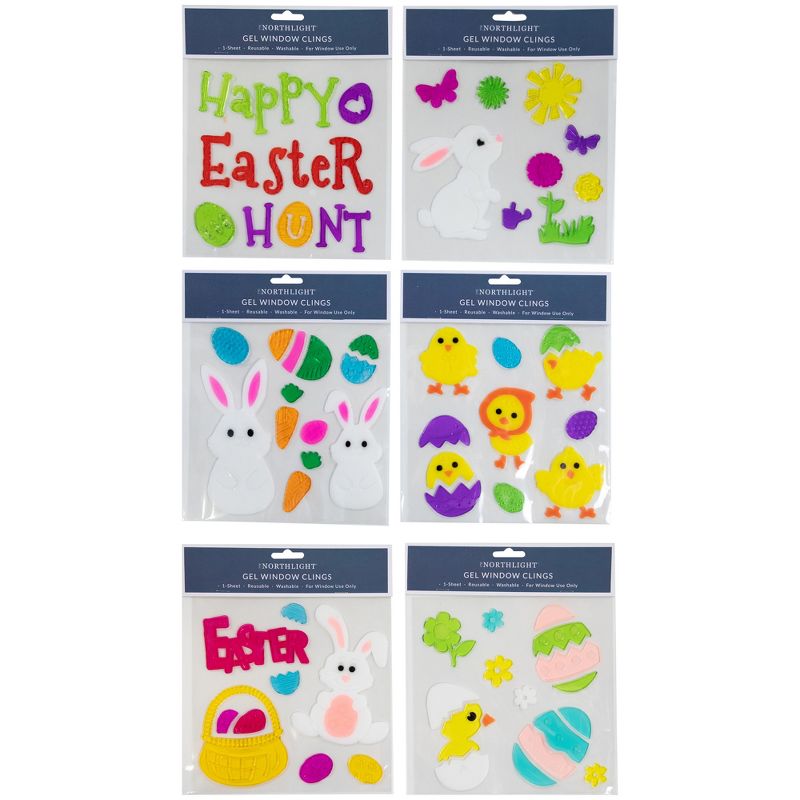 Northlight Set of 6 Double Sided Easter Gel Window Clings, 1 of 10