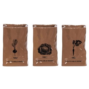Transpac Ceramic Vegetable Seed Bag Set of 3 Home Decorations Spring - 1 of 1