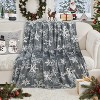 Lomsoe Gray Snowflake Flannel Throw Blanket, Winter Holiday Decorative Blankets, Super Soft Cozy Throw Blankets for Home Sofa Couch - 2 of 4