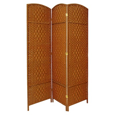 7 ft. Tall Diamond Weave Room Divider - Dark Beige (3 Panels)