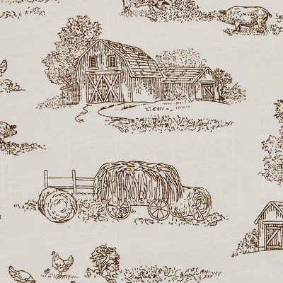Farmhouse Brown and White Cotton Table Runner 13" x 54"