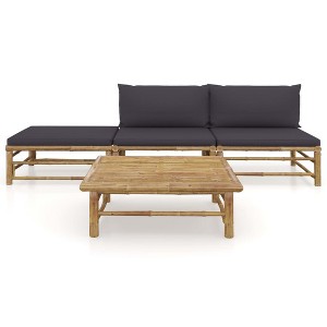 vidaXL Garden Lounge Set Dark Grey, Bamboo Bamboo Medium Modular - 1 of 4