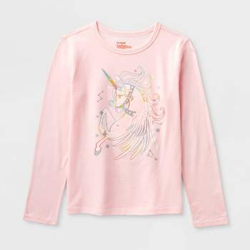 Kids' Adaptive Long Sleeve 'Unicorn' Graphic T-Shirt - Cat & Jack™ Soft Pink