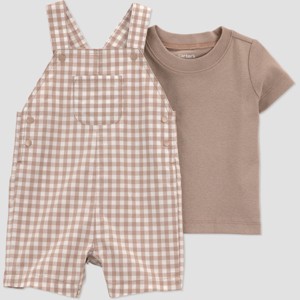 Carter's Just One You® Baby Boys' 2pc Gingham Overalls Set - Brown