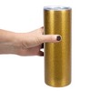 Elanze Designs Plaid Paw Prints Vegas Gold 20 Ounce Double Wall Stainless Steel Glitter Travel Tumbler With Sliding Lid And Straw, Dog Mom - 4 of 4