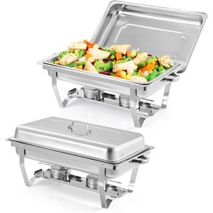 Chafing Dishes for Buffet, 8 Qt Stainless Steel Chafers and Buffet Warmers Sets With Lid, Rectangle Food Warmer Catering Buffet Display - 1 of 4