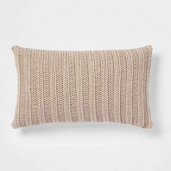 Oversized Chunky Rib Knit with Linen Reverse Throw Pillow - Threshold™