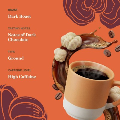Four Sigmatic Organic High Caffeine Dark Roast Ground Coffee with Lion's Mane Mushroom and Yacon - 10oz