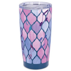 Elanze Designs Mermaid Scales Music Notes Wrap-Around Design 20 Ounce Stainless Steel On-The-Go Coffee Mug, Thermal Travel Tumbler with Leak Resistant - 1 of 4