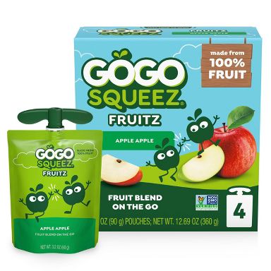 GoGo SqueeZ No Sugar Added Applesauce and Fruit Puree Apple Apple  - 12.69oz/4ct