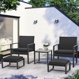 SUGOLD 5 Pieces Patio Bistro Set, PE Wicker Outdoor Patio Furniture Set, Modern Rattan Patio Chairs - 1 of 1
