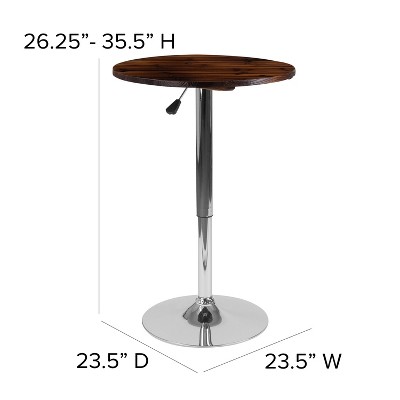 Rustic Pine Round Adjustable Height Wood and Chrome Table