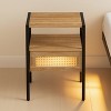 KWPZQEB Rattan Night Stand Bedside Table with Rattan Drawer and Open Storage Shelf, Farmhouse Bed Side Tables End Table for Living Room, Bedroom - 2 of 4