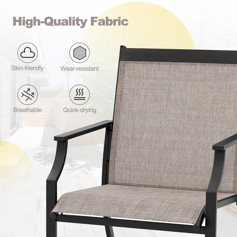 Tangkula Patio Chairs Set of 4 Dining Chairs w/ Curved Backrest Long Armrest Breathable Fabric, 5 of 10