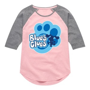 Girls' - Blue's Clues & You! - Blue Clues Paw Logo Shirt Tail Raglan Graphic T-shirt - 1 of 3