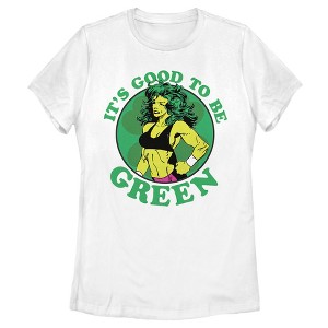 Women's Marvel St. Patrick's Day She-Hulk Good to be Green T-Shirt - 1 of 4