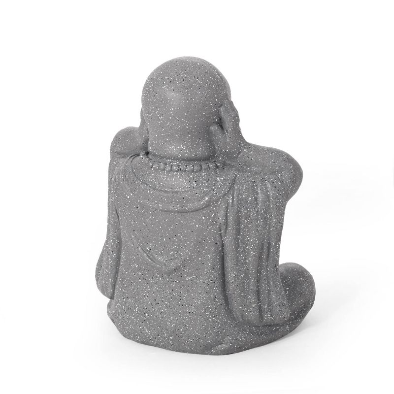 Harrod Outdoor Hear No Evil Monk Garden Statue - Stone Gray - Christopher Knight Home, Cast Concrete, Intricate Detail, Weather-Resistant, 4 of 11