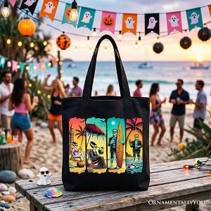 Frankenstein's Beach Vacation Tote Bag, Retro Neon Surf Style Gift