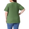 Agnes Orinda Women's Plus Size Textured Crew Neck Side Split Short Sleeve T-Shirts - 4 of 4