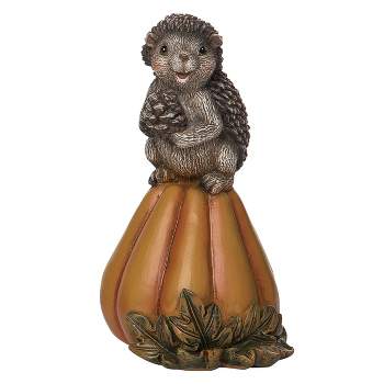 Transpac Resin 5.5 in. Multicolored Harvest Hedgehog and Pumpkin Figurine