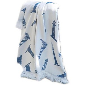 Manual Woodworks and Weavers Nautical Lighthouse Navy Rayon Throw, 48" x 60" - 1 of 3