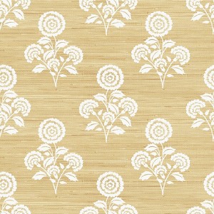 Brewster Flourish Block Print Wheat Faux Grasscloth Peel and Stick 1pc Wallpaper - 1 of 4