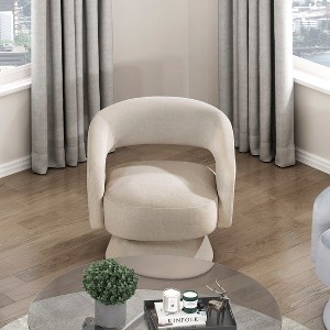 Okak Luxury 360 Degree Accent Swivel Chair with Comfy Velvet Upholstery Solid Wood Stylish Armchair for Living Room Office Lounge - 1 of 4
