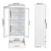 FURNIinspire Bathroom Storage Cabinets Home Storage Bathroom Cabinet Organizer, Storage Lockers, Glass Doors, Drawers, White, 15.7"*23.6"*63" - 3 of 4