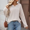 Coolmee Women's Fashion Sweatshirt Casual Waffle Knit Long Sleeve V Neck Split Pullover Tunic Tops - 2 of 4