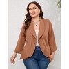 Women's Ruffled Hem Blazer Cardigan, Single-Button Lapel Jacket with 3/4 Sleeves for Casual & Office Wear - 2 of 4