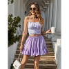 Women's Pleated Skater Skirt - High Waist Flared Mini with Ruffles for Casual Wear Lilac - 3 of 4