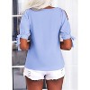 Imily Bela Women Summer V Neck Cold Shoulder Tops Loose Casual Tee Chic Cutout Blouse - 3 of 4