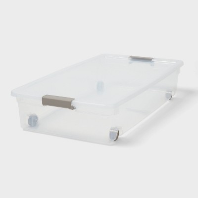 60qt Latching Clear Storage Box with Gray Latches - Brightroom™