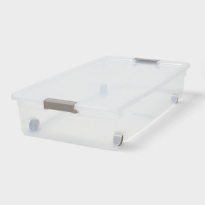 60qt Latching Clear Storage Box with Gray Latches - Brightroom™ - 1 of 4