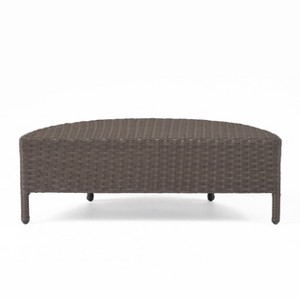 Christopher Knight Home Newton Wicker Outdoor Half-Round Coffee Table Dark Brown - 1 of 4