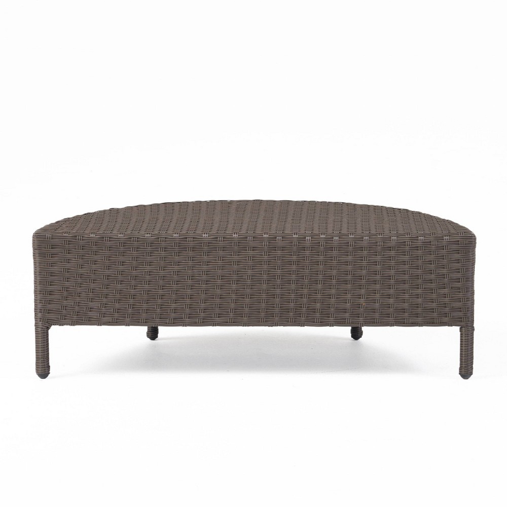 Photos - Coffee Table Christopher Knight Home Newton Wicker Outdoor Half-Round  Dark