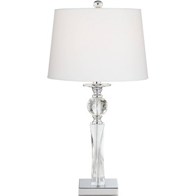 Vienna 25" Clear Crystal Glass Table Lamp with White Shade