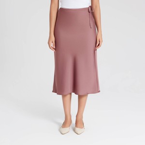 Women's Textured Satin Side-Tie Skirt - A New Day™ - 1 of 4